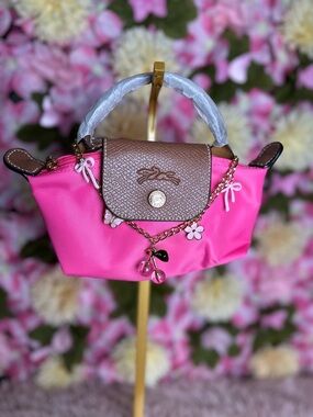 Pink Floral Charm Top-Handle Women's Bag